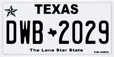 TX license plate DWB2029