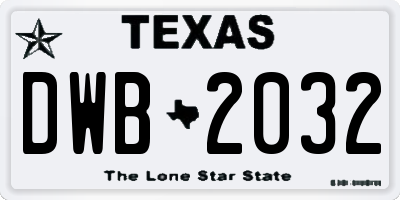 TX license plate DWB2032