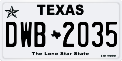TX license plate DWB2035
