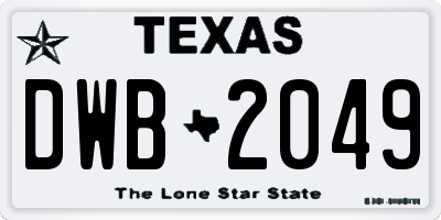 TX license plate DWB2049