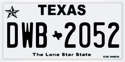 TX license plate DWB2052
