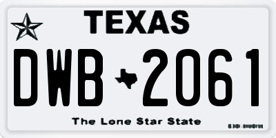 TX license plate DWB2061