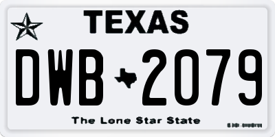 TX license plate DWB2079