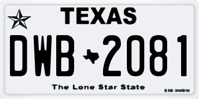 TX license plate DWB2081