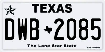 TX license plate DWB2085