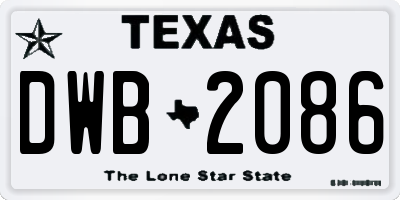 TX license plate DWB2086