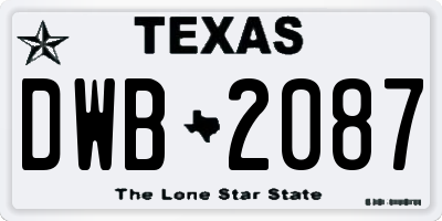 TX license plate DWB2087