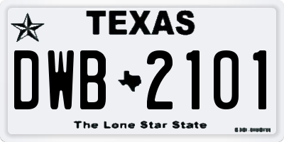 TX license plate DWB2101