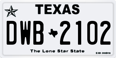 TX license plate DWB2102