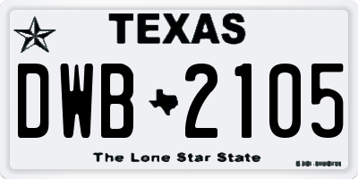 TX license plate DWB2105
