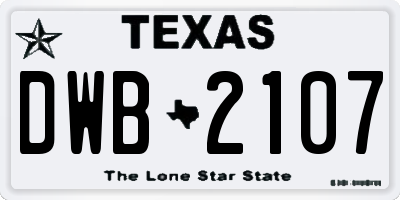 TX license plate DWB2107