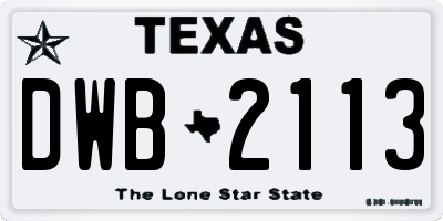 TX license plate DWB2113