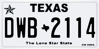 TX license plate DWB2114