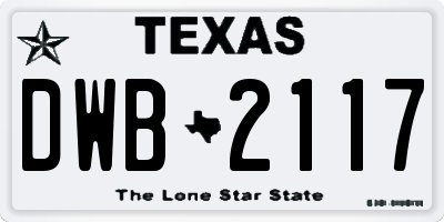 TX license plate DWB2117