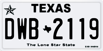 TX license plate DWB2119