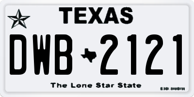TX license plate DWB2121