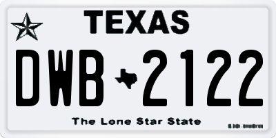 TX license plate DWB2122