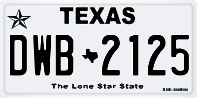 TX license plate DWB2125