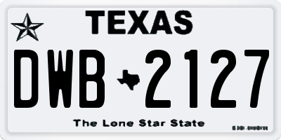 TX license plate DWB2127
