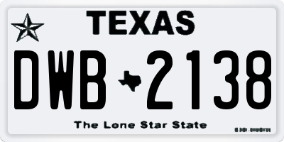 TX license plate DWB2138