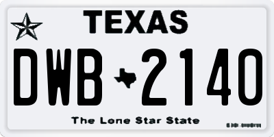 TX license plate DWB2140