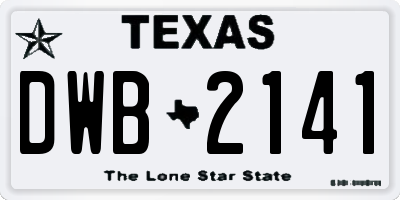 TX license plate DWB2141