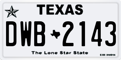 TX license plate DWB2143