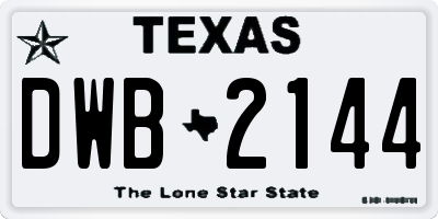 TX license plate DWB2144