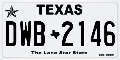 TX license plate DWB2146