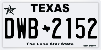 TX license plate DWB2152