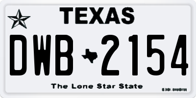 TX license plate DWB2154