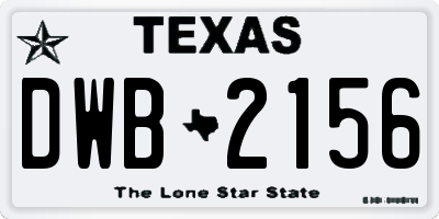 TX license plate DWB2156