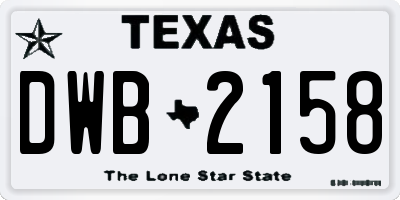 TX license plate DWB2158