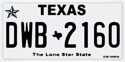 TX license plate DWB2160