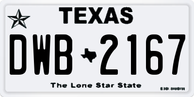 TX license plate DWB2167