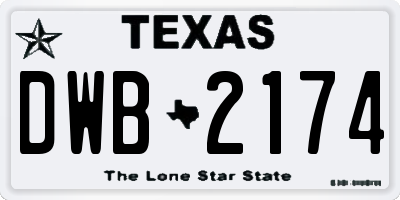 TX license plate DWB2174