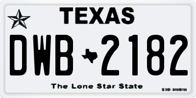 TX license plate DWB2182