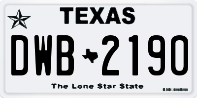TX license plate DWB2190