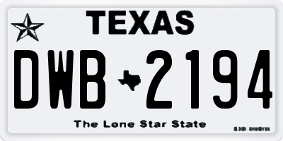 TX license plate DWB2194