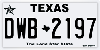 TX license plate DWB2197