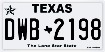 TX license plate DWB2198