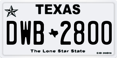 TX license plate DWB2800
