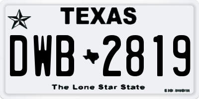 TX license plate DWB2819