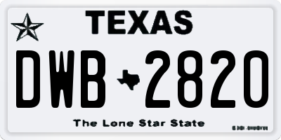 TX license plate DWB2820