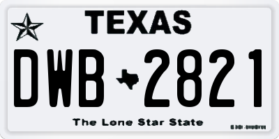 TX license plate DWB2821