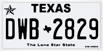 TX license plate DWB2829