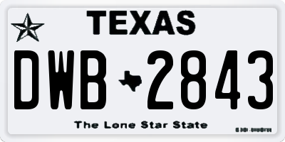 TX license plate DWB2843
