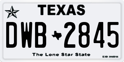 TX license plate DWB2845