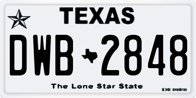 TX license plate DWB2848