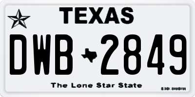 TX license plate DWB2849